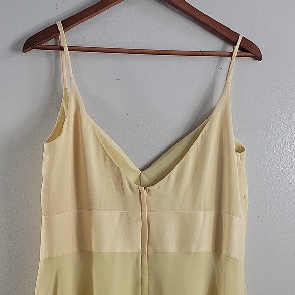 David’s Yellow Spaghetti Straps V-neck Midi Bridal Women's Dress Size 14 - Picture 6 of 9